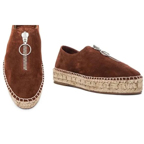 NWOT Alexander Wang Devon Brown Suede Espadrilles US 8 EU 38  Platform Zip Shoes - Picture 1 of 16